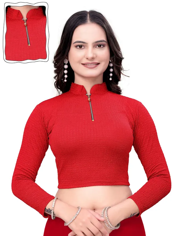Red_Cotton_Blend_Blouse_For_Women