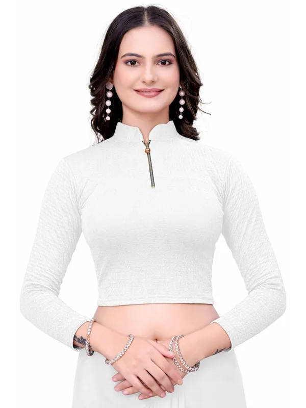 White_Cotton_Blend_Blouse_For_Women