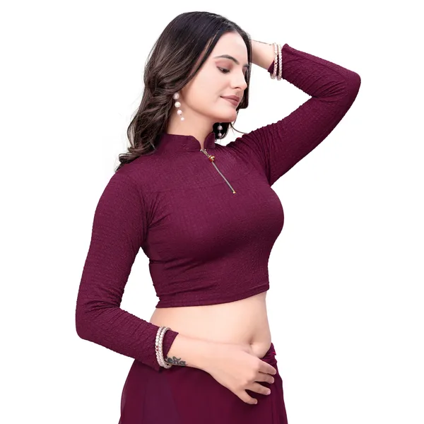Wine_Cotton_Blend_Blouse_For_Women