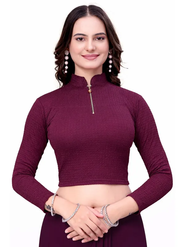 Wine_Cotton_Blend_Blouse_For_Women
