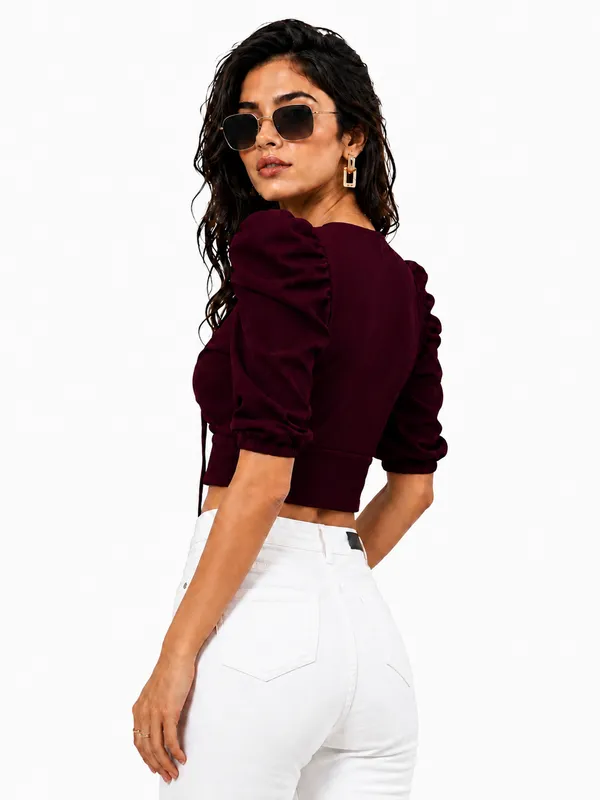 Wine_Valentino_And_Cotton_Blend_Top_For_Women