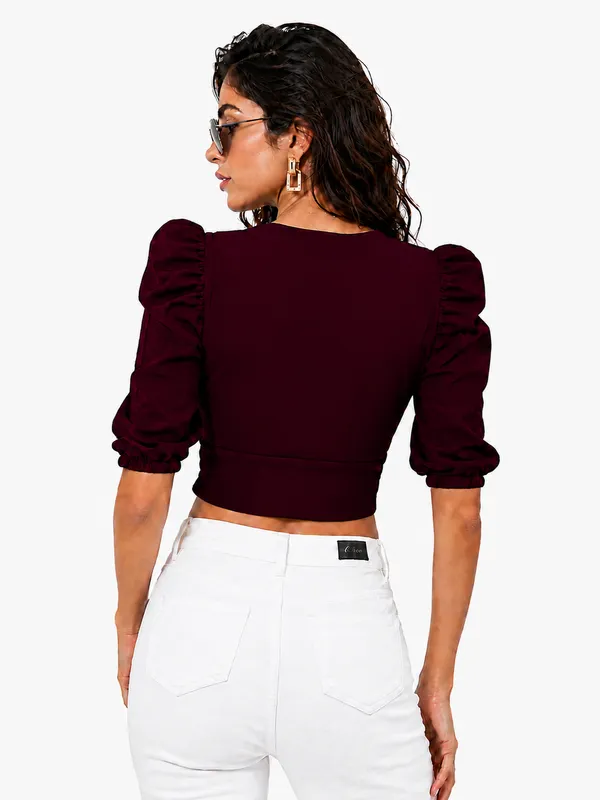 Wine_Valentino_And_Cotton_Blend_Top_For_Women