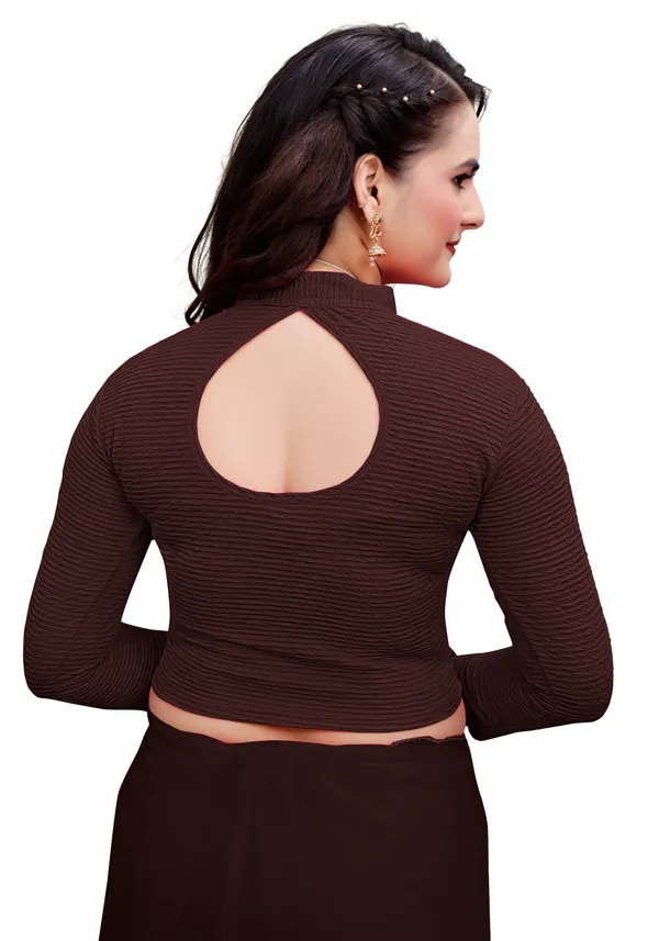 Coffee_Cotton_Blend_Blouse_For_Women