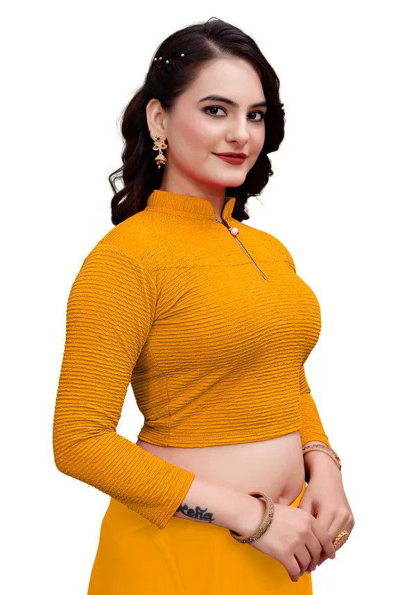 Mustard_Cotton_Blend_Blouse_For_Women