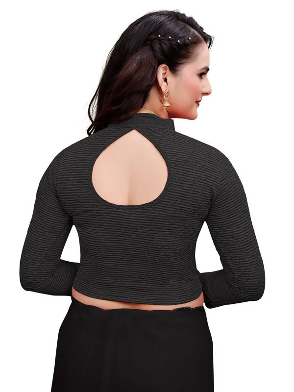 Black_Cotton_Blend_Blouse_For_Women