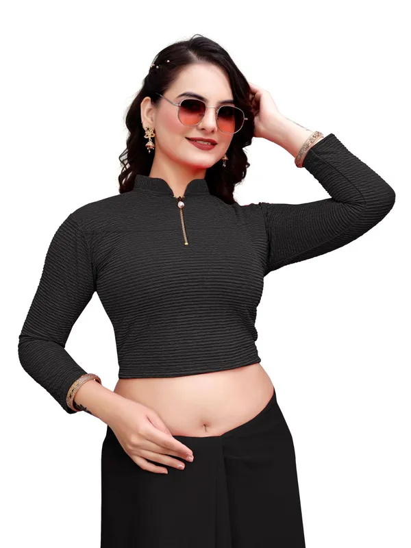 Black_Cotton_Blend_Blouse_For_Women