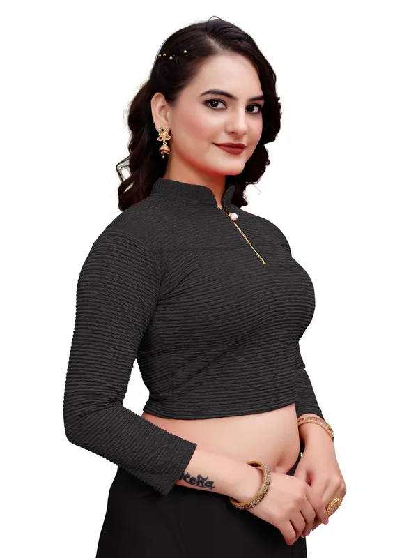 Black_Cotton_Blend_Blouse_For_Women