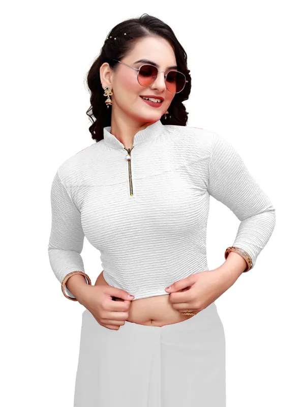 White_Cotton_Blend_Blouse_For_Women