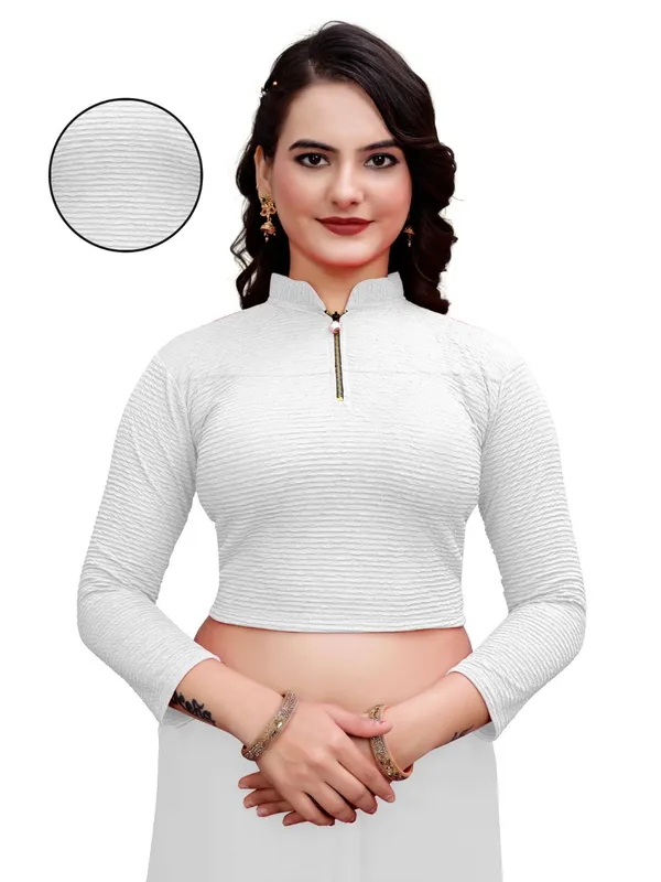 White_Cotton_Blend_Blouse_For_Women