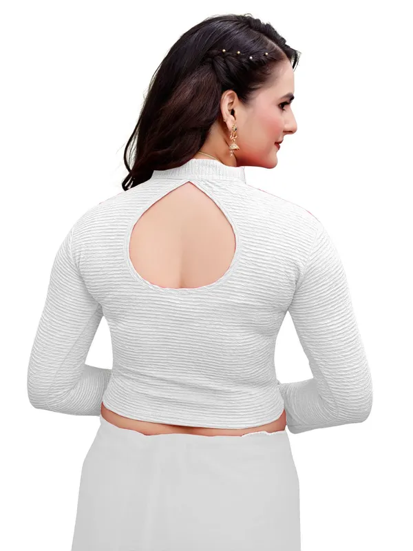 White_Cotton_Blend_Blouse_For_Women