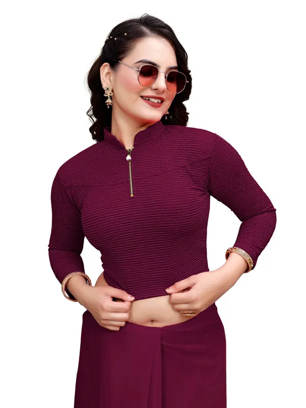 Wine_Cotton_Blend_Blouse_For_Women