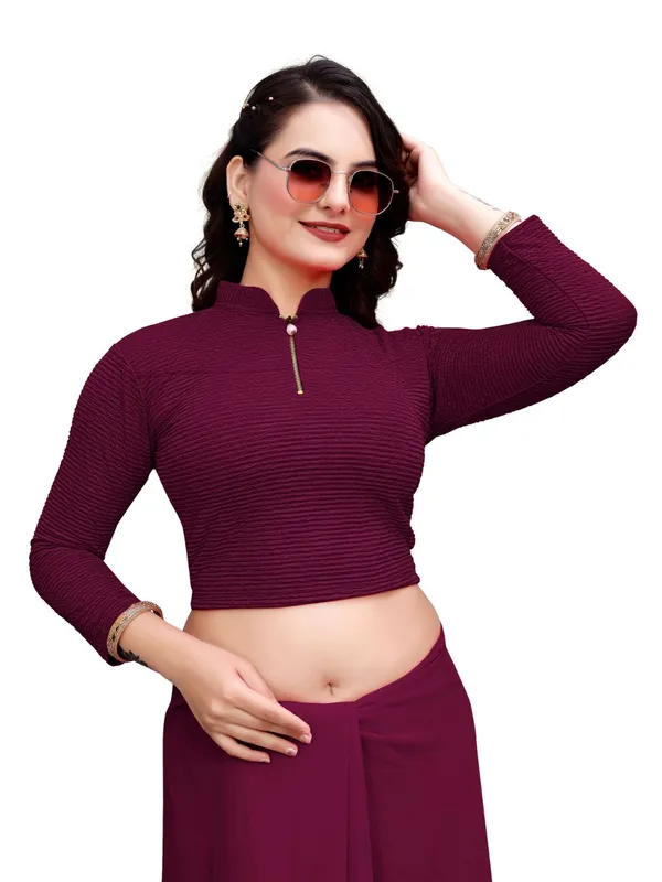 Wine_Cotton_Blend_Blouse_For_Women