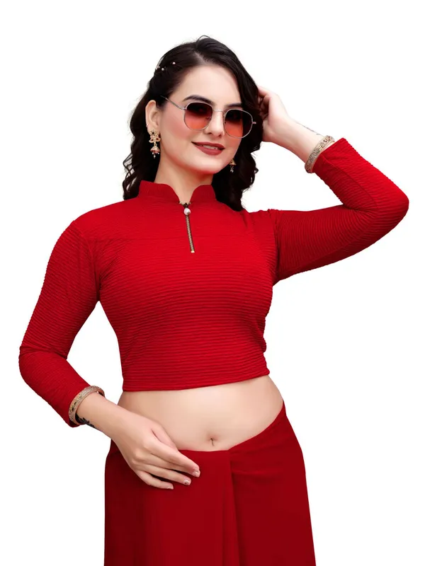 Red_Cotton_Blend_Blouse_For_Women