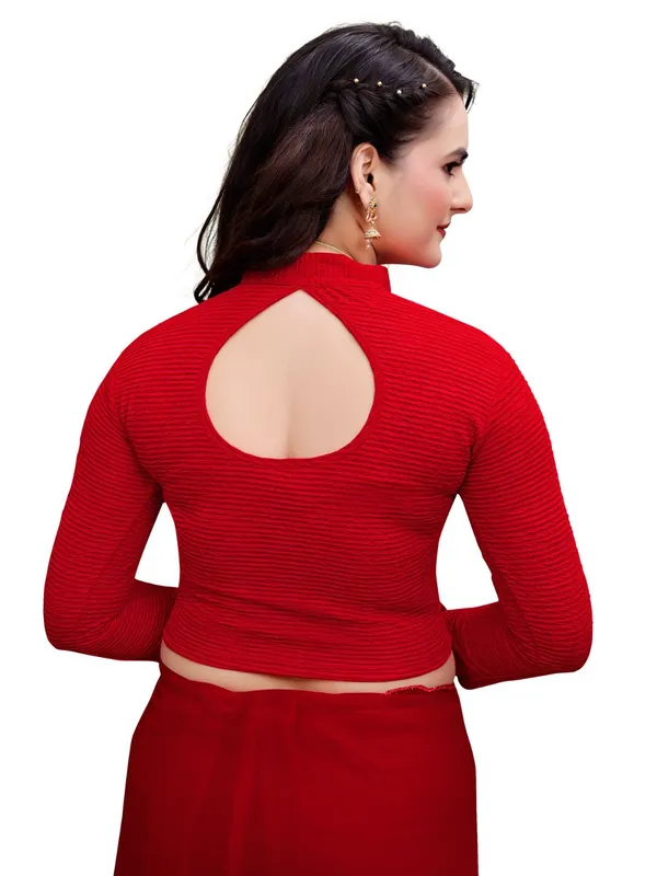 Red_Cotton_Blend_Blouse_For_Women
