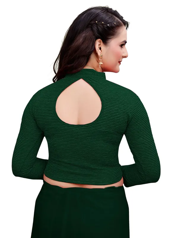 Bottle_Green_Cotton_Blend_Blouse_For_Women