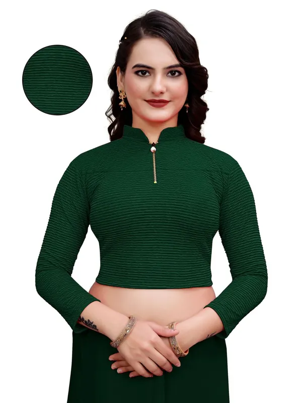 Bottle_Green_Cotton_Blend_Blouse_For_Women