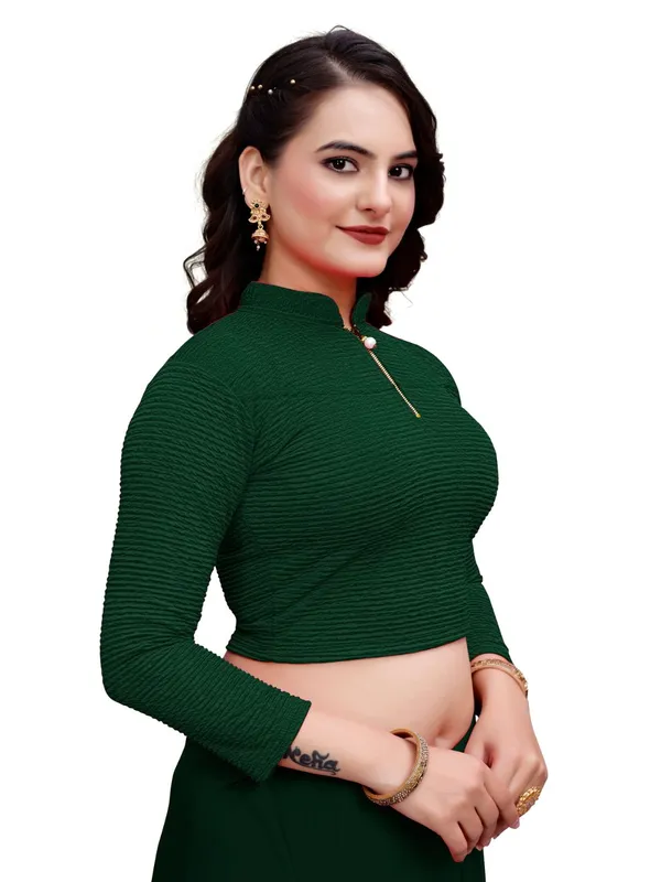 Bottle_Green_Cotton_Blend_Blouse_For_Women