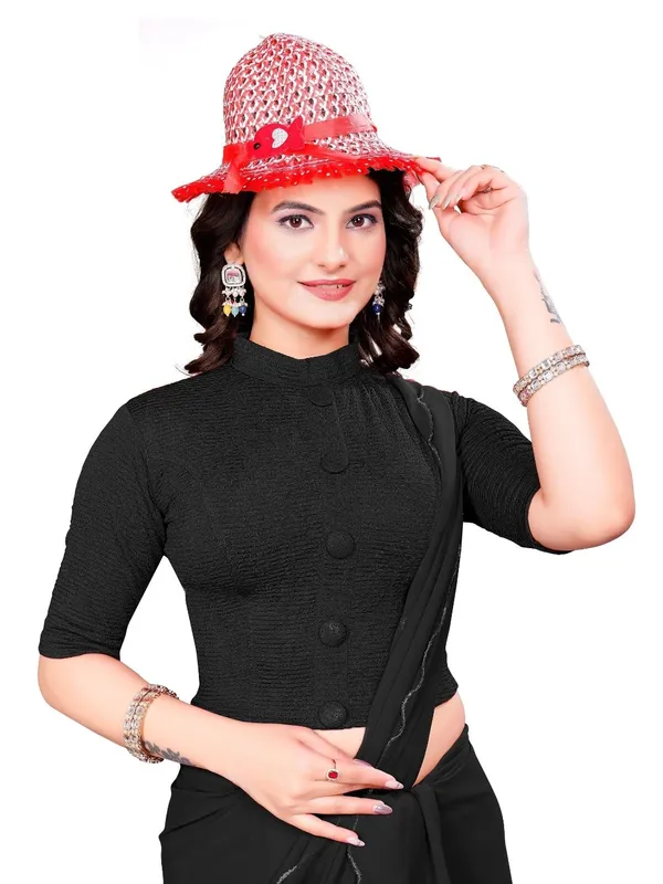 Black_Cotton_Blend_Blouse_For_Women
