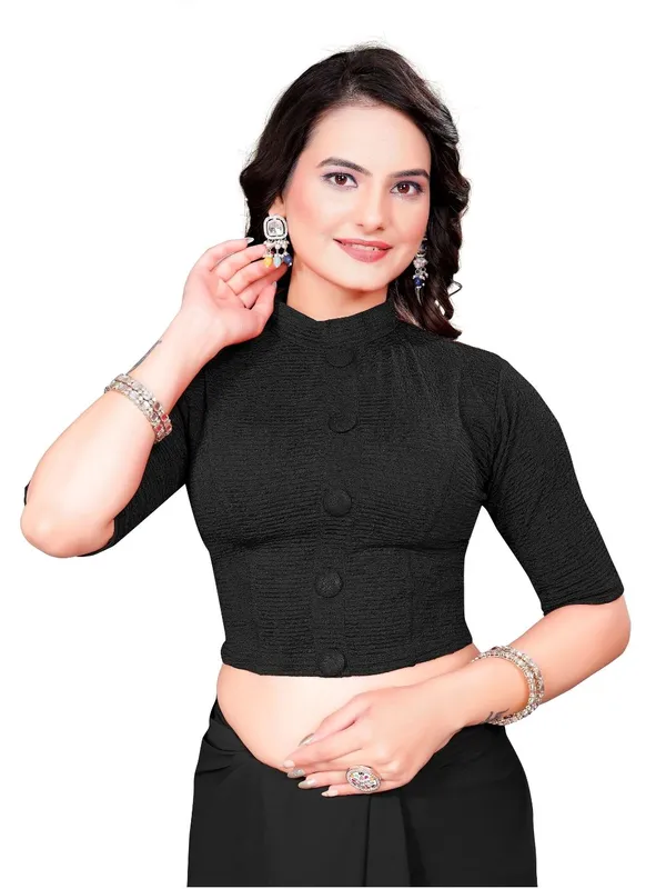 Black_Cotton_Blend_Blouse_For_Women