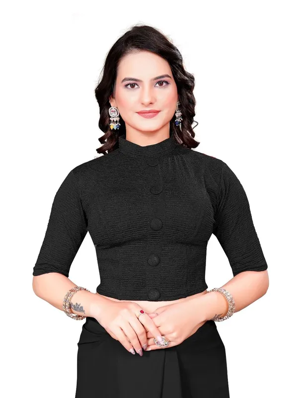 Black_Cotton_Blend_Blouse_For_Women