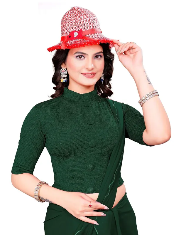 Bottle_Green_Cotton_Blend_Blouse_For_Women