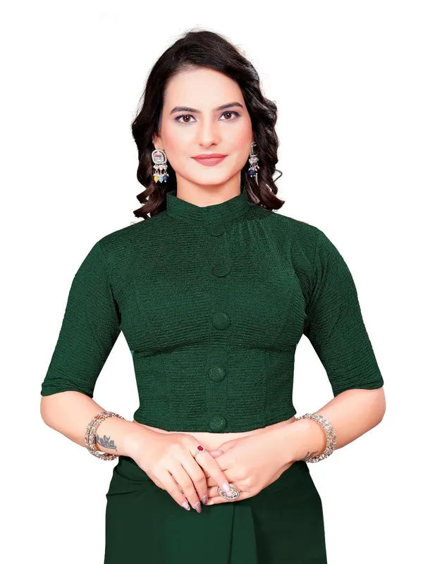 Bottle_Green_Cotton_Blend_Blouse_For_Women