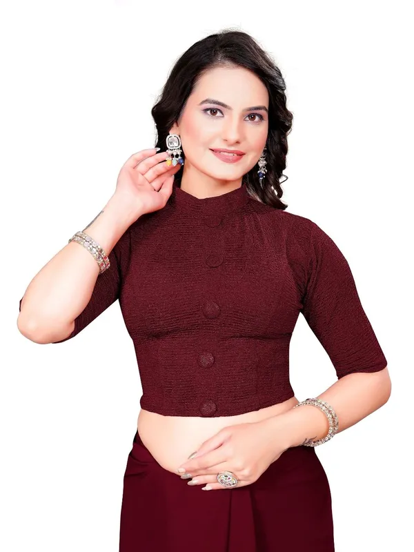 Maroon_Cotton_Blend_Blouse_For_Women