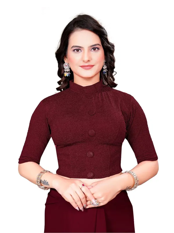 Maroon_Cotton_Blend_Blouse_For_Women