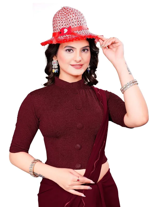 Maroon_Cotton_Blend_Blouse_For_Women
