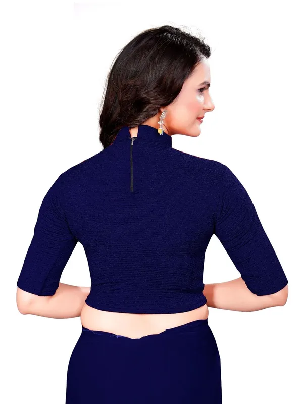 Navy_Blue_Cotton_Blend_Blouse_For_Women