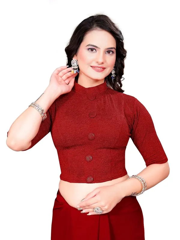 Red_Cotton_Blend_Blouse_For_Women