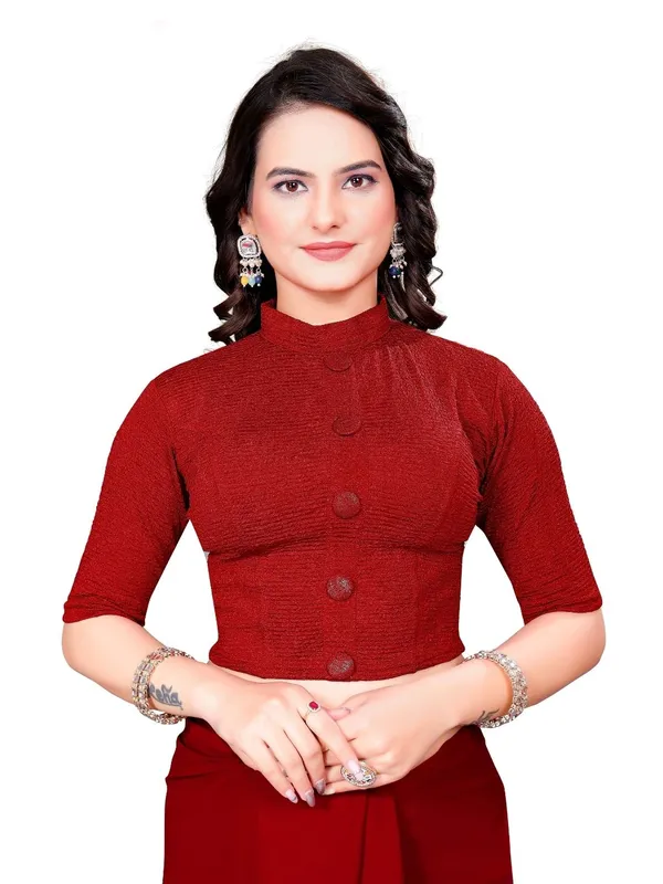 Red_Cotton_Blend_Blouse_For_Women