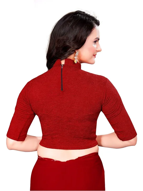 Red_Cotton_Blend_Blouse_For_Women