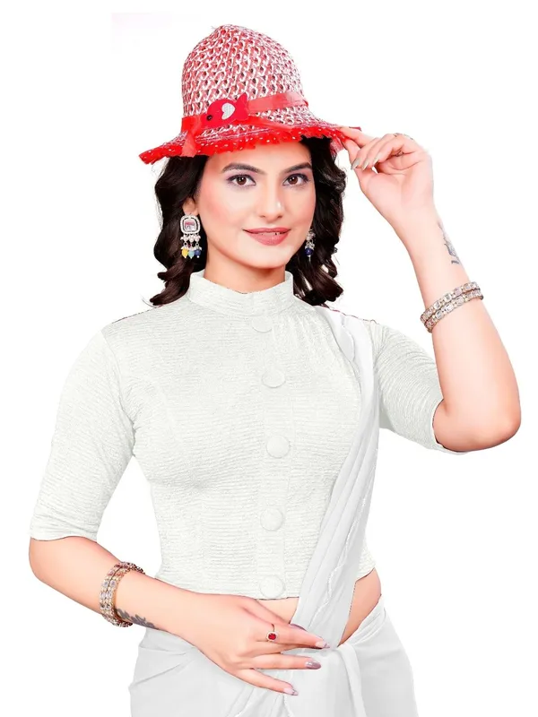 White_Cotton_Blend_Blouse_For_Women