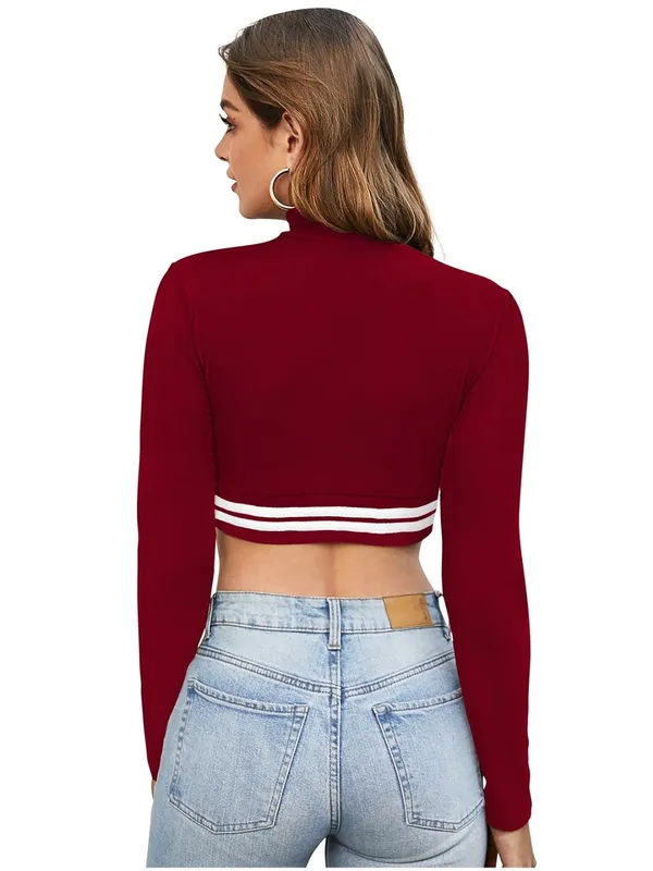 Maroon_Valentino_And_Cotton_Blend_Top_For_Women