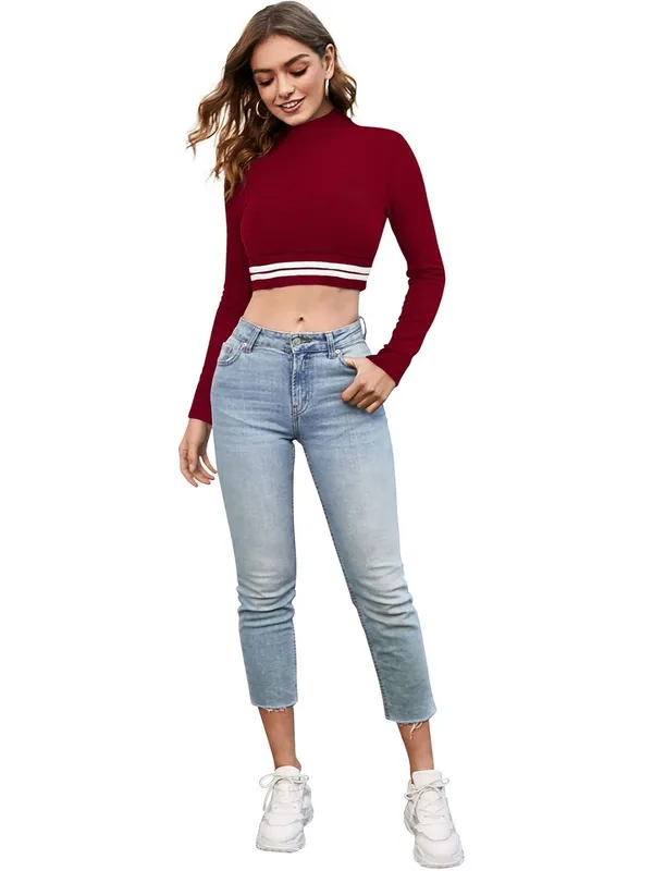 Maroon_Valentino_And_Cotton_Blend_Top_For_Women