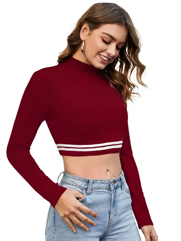 Maroon_Valentino_And_Cotton_Blend_Top_For_Women