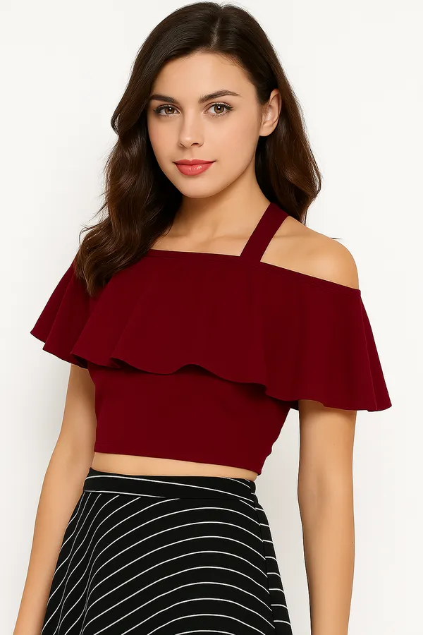 Maroon_Valentino_And_Cotton_Blend_Top_For_Women