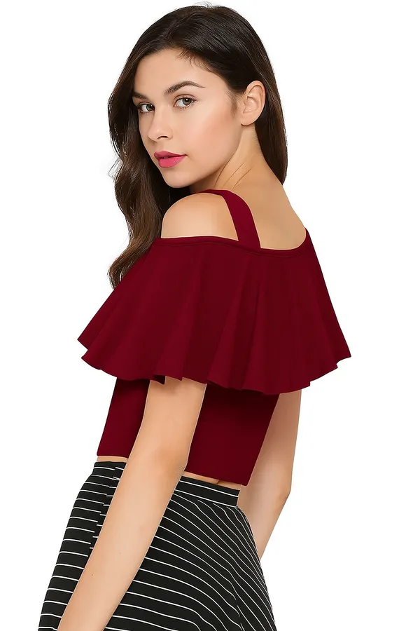 Maroon_Valentino_And_Cotton_Blend_Top_For_Women
