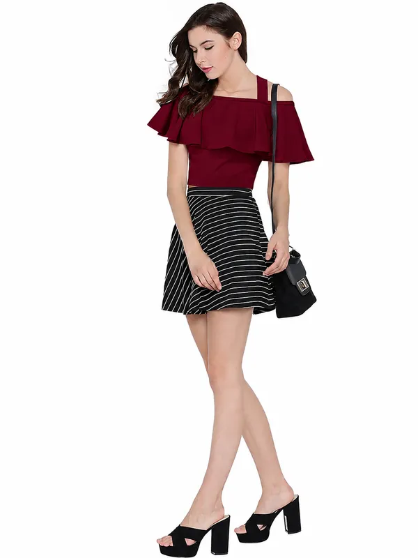 Maroon_Valentino_And_Cotton_Blend_Top_For_Women