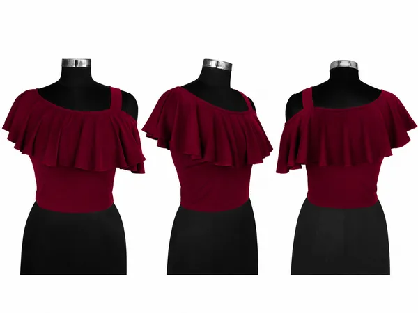 Maroon_Valentino_And_Cotton_Blend_Top_For_Women
