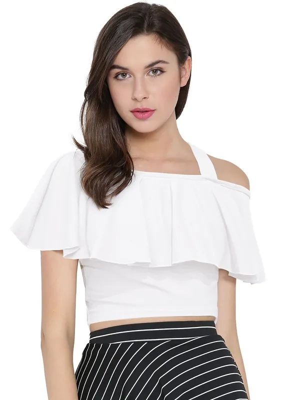 White_Valentino_And_Cotton_Blend_Top_For_Women