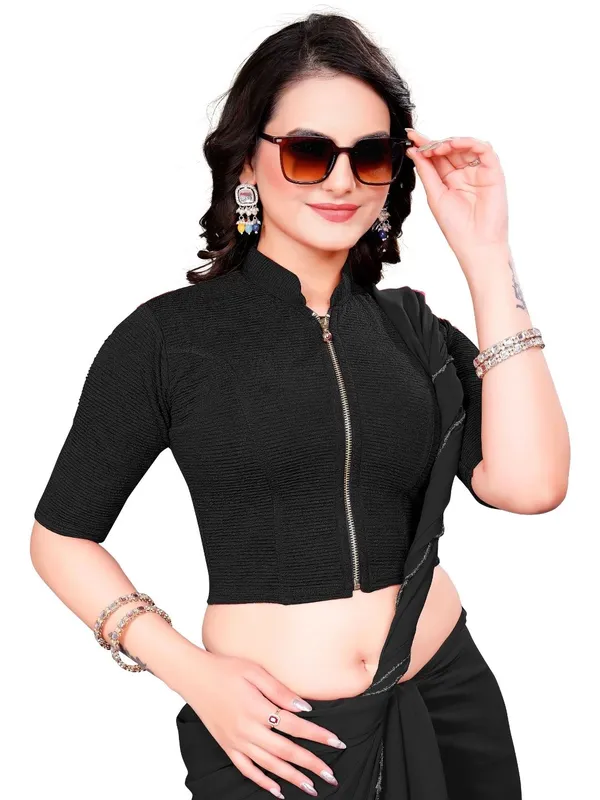 Black_Cotton_Blend_Blouse_For_Women