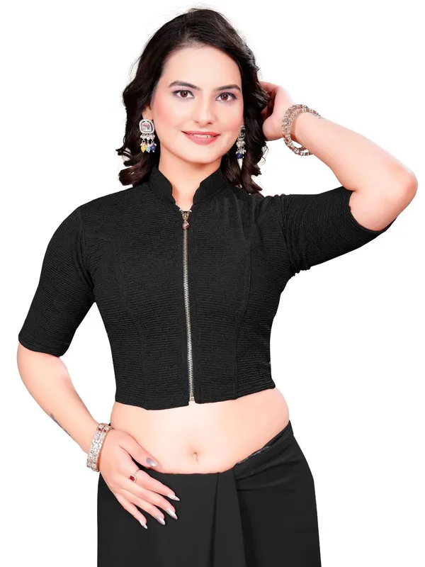Black_Cotton_Blend_Blouse_For_Women