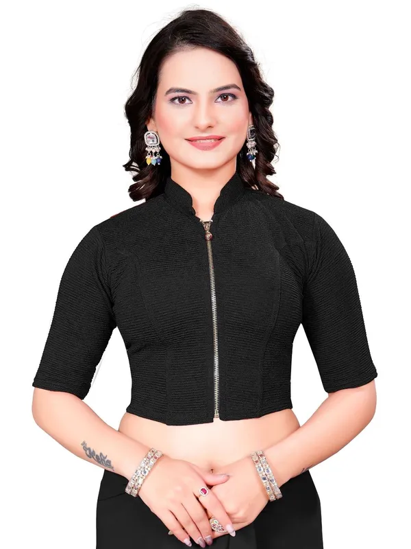 Black_Cotton_Blend_Blouse_For_Women