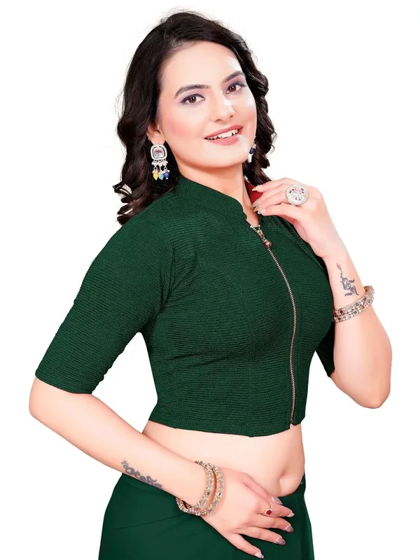 Bottle_Green_Cotton_Blend_Blouse_For_Women