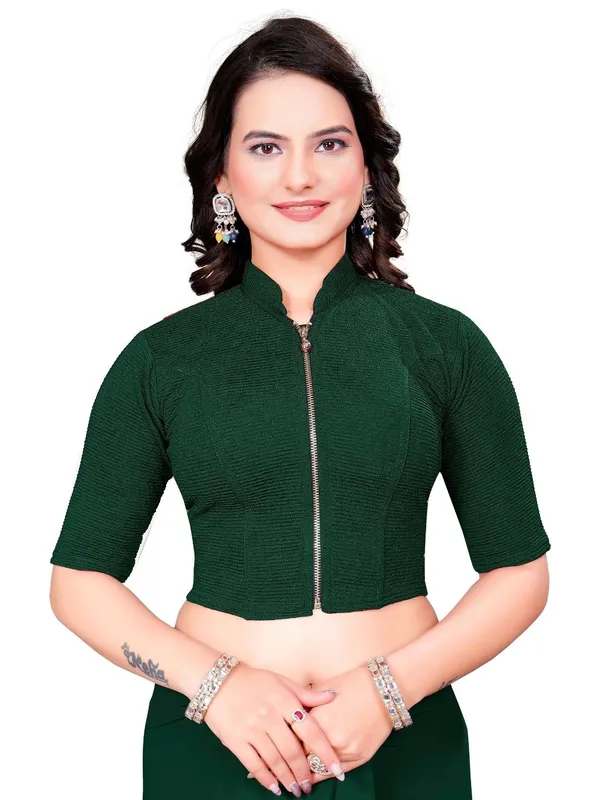Bottle_Green_Cotton_Blend_Blouse_For_Women