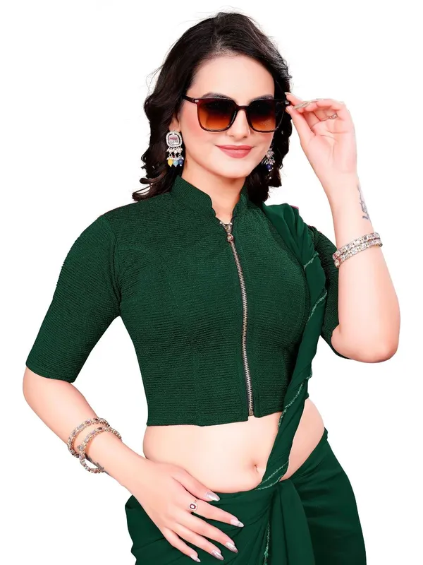 Bottle_Green_Cotton_Blend_Blouse_For_Women