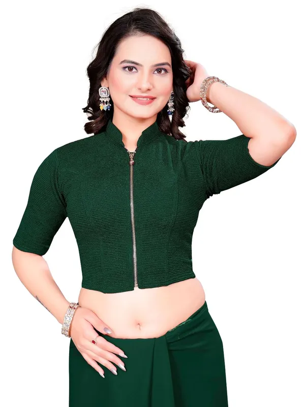 Bottle_Green_Cotton_Blend_Blouse_For_Women