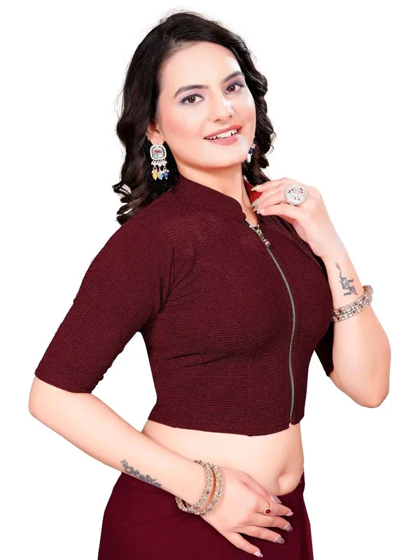 Maroon_Cotton_Blend_Blouse_For_Women